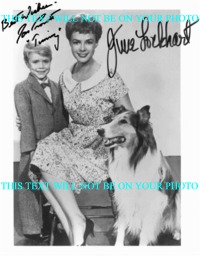 LASSIE CAST SIGNED AUTOGRAPHED 8x10 PHOTO JON PROVOST AND JUNE LOCKHART - TIMMY AND RUTH MARTIN