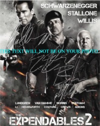 THE EXPENDABLES 2 AUTOGRAPHED PHOTO 8x10 SYLVESTER STALLONE ARNOLD SCHWARZENEGGER BRUCE WILLIS AUTO