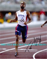 TYSON GAY AUTOGRAPHED PHOTO, TYSON GAY SIGNED 8x10 PICTURE, TYSON GAY OLYMPICS MEDALIST