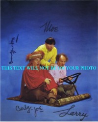 THE THREE STOOGES AUTOGRAPHED, THE THREE STOOGES MOE LARRY CURLY JOE SIGNED PHOTO
