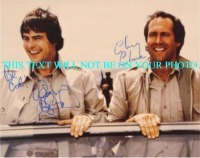 DAN AYKROY AND CHEVY CHASE SPIES LIKE US AUTOGRAPHED PHOTO, DAN AYKROY CHEVY CHASE SIGNED PICTURE