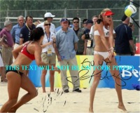 KERRI WALSH AND MISTY MAY TREANOR AUTOGRAPHED PHOTO WITH GEORGE BUSH