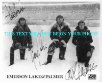EMERSON LAKE AND PALMER AUTOGRAPHED PHOTO, EMERSON LAKE AND PALMER SIGNED PIC, ELP AUTOS