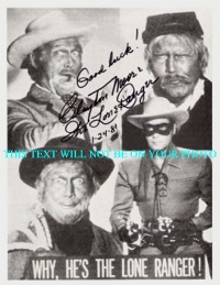 CLAYTON MOORE AUTOGRAPHED PHOTO THE LONE RANGER IN DISGUISES, CLAYTON MOORE SIGNED PICTURE