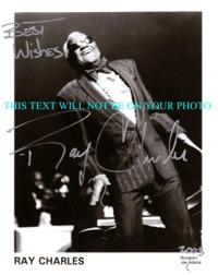 RAY CHARLES SIGNED PHOTO, RAY CHARLES AUTOGRAPHED PICTURE, RAY CHARLES AUTO