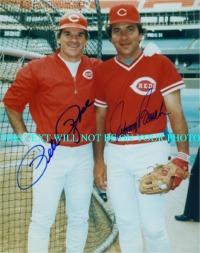PETE ROSE AND JOHNNY BENCH AUTOGRAPHED PHOTO, PETE ROSE AND JOHNNY BENCH SIGNED