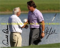 PHIL MICKELSON AND ARNOLD PALMER SIGNED PHOTO, PHIL MICKELSON ARNOLD PALMER AUTOGRAPHED