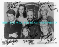 FAMILY TIES FULL CAST AUTOGRAPHED PHOTO, FAMILY TIES CAST SIGNED 8X10 PICTURE MICHAEL J FOX