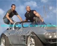 PAUL WALKER AND VIN DIESEL AUTOGRAPHED PHOTO FAST FURIOUS, PAUL WALKER VIN DIESEL SIGNED 8x10 PHOTO