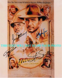 INDIANA JONES AUTOGRAPHED INDIANA JONES SIGNED 8x10 PHOTO HARRISON FORD SEAN CONNERY LUCAS SPIELBERG