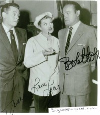 LUCILLE BALL, DESI ARNAZ AND BOB HOPE SIGNED 8x10 PHOTO