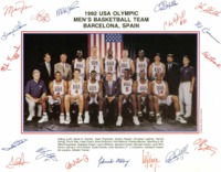 1992 USA OLYMPIC BASKETBALL DREAM TEAM AUTOGRAPHED PHOTO, DREAM TEAM SIGNED 8x10 PHOTO