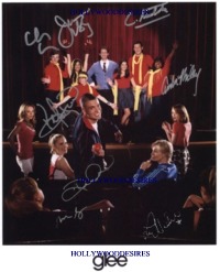 GLEE CAST SIGNED AUTOGRAPHED 8x10 PHOTO BY 8 LEA MICHELE DIANNA AGRON +