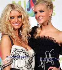 JESSICA AND ASHLEY SIMPSON SIGNED AUTOGRAPHED 8x90 PHOTO