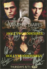 THE VAMPIRE DIARIES CAST SIGNED AUTOGRAPHED 8x10 PHOTO BY 8 IAN SOMERHALDER NINA DOBREV PAUL WESLEY