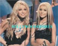BRITNEY SPEARS AND CHRISTINA AGUILERA SIGNED AUTOGRAPHED 8x10 PHOTO GRAMMY AWARDS