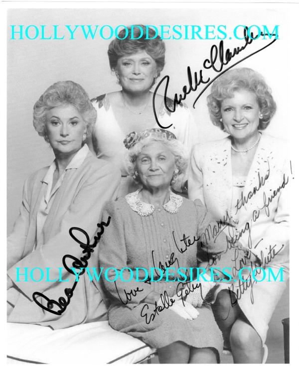 THE GOLDEN GIRLS CAST SIGNED AUTOGRAPHED PHOTO  BETTY WHITE BEA ARTHUR ESTELLE GETTY RUE McCLANAHAN
