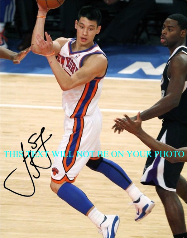 JEREMY LIN AUTOGRAPHED PHOTO, JEREMY LIN SIGNED PHOTO NY KNICKS, JEREMY LIN AUTOGRAPH
