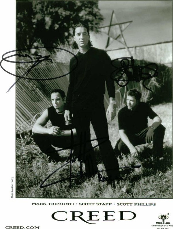 CREED GROUP SIGNED AUTOGRAPHED 8x10 PHOTO