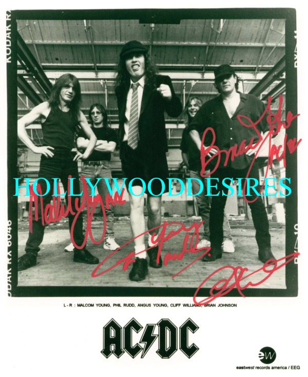AC/DC SIGNED AUTOGRAPH 8x10 PHOTO  AC DC PROMO PHOTO AUTOGRAPHED BY ALL