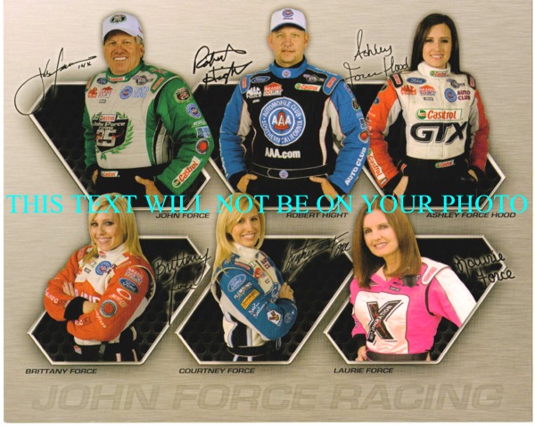 JOHN FORCE RACING TEAM AUTOGRAPHED PHOTO, JOHN FORCE RACING SIGNED 8x10 PHOTO, JOHN ASHLEY BRITTANY