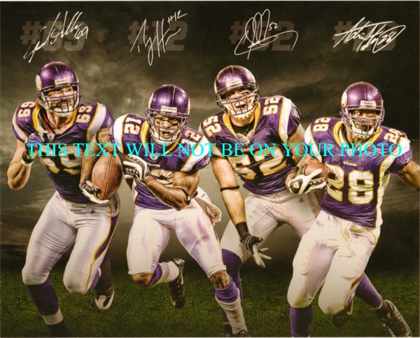 MINNESOTA VIKINGS TEAM AUTOGRAPHED  PHOTO PERCY HARVIN ADRIAN PETERSON JARED ALLEN CHAD GREENWAY