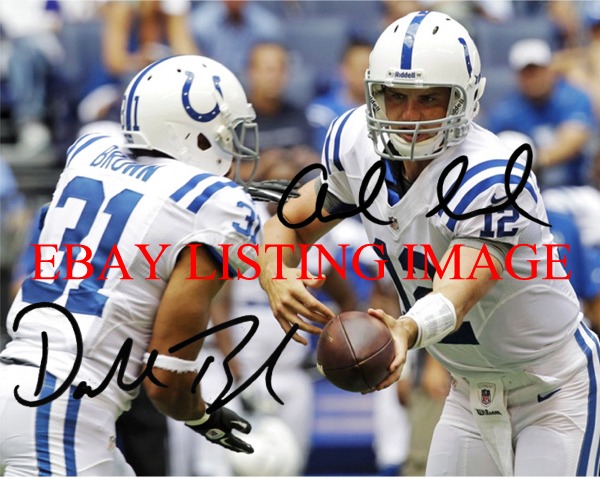 ANDREW LUCK AND DONALD BROWN AUTOGRAPHED, ANDREW LUCK AND DONALD BROWN SIGNED 8x10 PHOTO COLTS