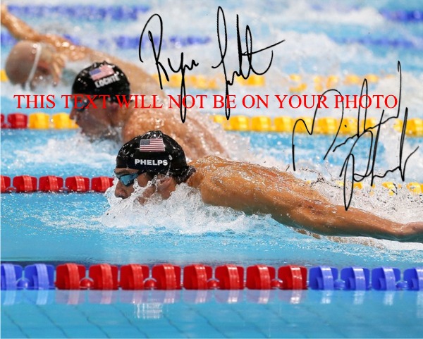 MICHAEL PHELPS AND RYAN LOCHTE AUTOGRAPHED PHOTO, MICHAEL PHELPS AND RYAN LOCHTE SIGNED 8x10 PHOTO