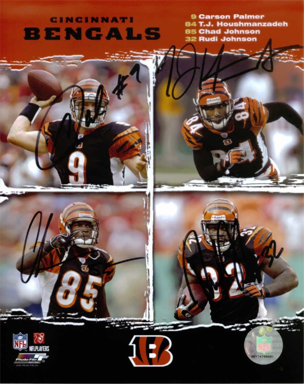 CINCINNATI BENGALS TEAM SIGNED 8x10 PHOTO CARSON PALMER HOUSHMANZADEH CHAD & RUDY JOHNSON OCHO CINCO