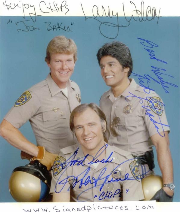 CHIPS CAST SIGNED 8x10 PHOTO