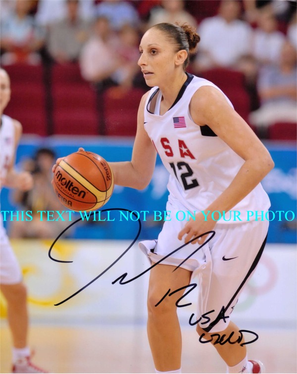 DIANA TAURASI AUTOGRAPHED PHOTO, DIANA TAURASI SIGNED 8x10 PHOTO, DIANA TAURASI BASKETBALL OLYMPICS