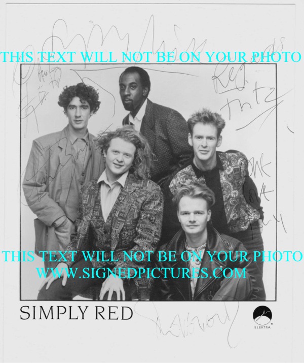 SIMPLY RED AUTOGRAPHED PHOTO, SIMPLY RED SIGNED 8x10 PHOTO, SIMPLY RED AUTOGRAMME, SIMPLY RED BAND