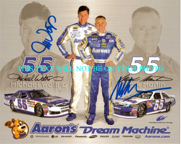 MARK MARTIN AND MICHAEL WALTRIP AUTOGRAPHED PHOTO, MARK MARTIN AND MICHAEL WALTRIP SIGNED 8x10 PHOTO