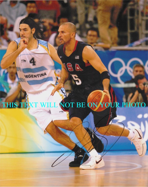 JASON KIDD AUTOGRAPHED, JASON KIDD SIGNED 8x10 PHOTO, JASON KIDD OLYMPICS DREAM TEAM USA BASKETBALL
