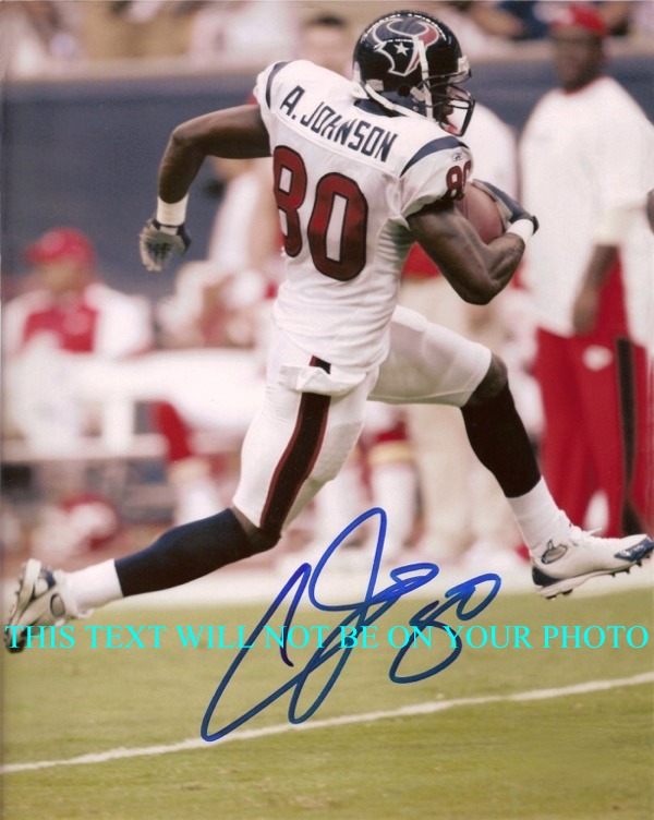 ANDRE JOHNSON AUTOGRPHED PHOTO, ANDRE JOHNSON SIGNED 8x10 PHOTO, ANDRE JOHNSON HOUSTON TEXANS WR