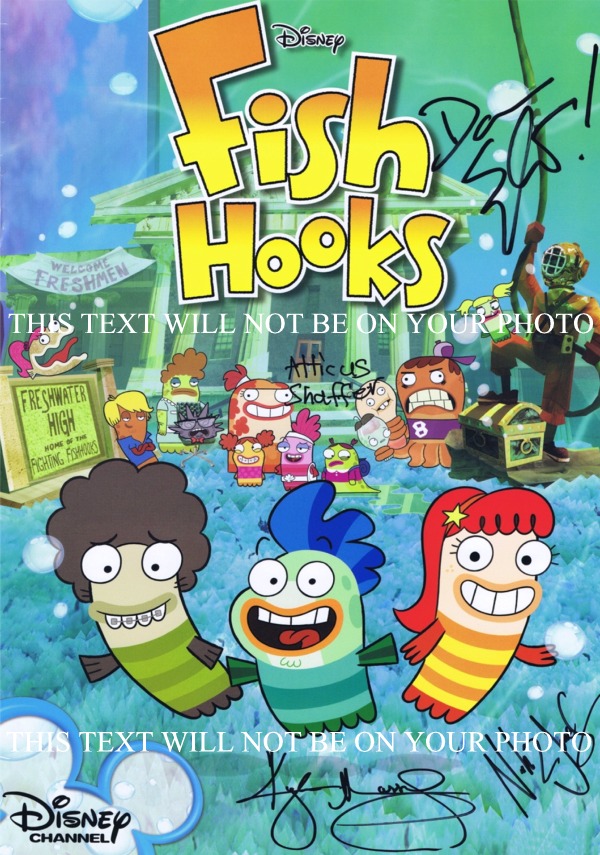 FISH HOOKS AUTOGRAPHED PHOTO, FISH HOOKS DISNEY, FISH HOOKS SIGNED CAST PHOTO, FISH HOOKS AUTOGRAPHS