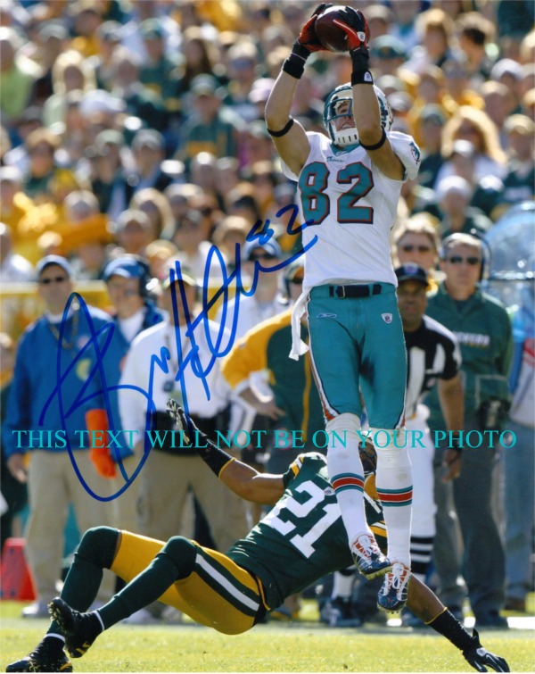 BRIAN HARTLINE AUTOGRAPHED, BRIAN HARTLINE MIAMI DOLPHINS, BRIAN HARTLINE SIGNED 8x10 PHOTO
