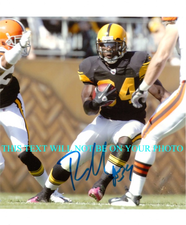 RASHARD MENDENHALL AUTOGRAPHED, RASHARD MENDENHALL SIGNED 8x10 PHOTO, RASHARD MENDENHALL STEELERS