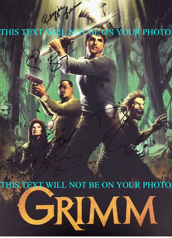 GRIMM AUTOGRAPHED PHOTO, GRIMM CAST SIGNED 8x10 PHOTO, GRIMM AUTOGRAPHED BY 5 DAVID GIUNTOLI BITSI +