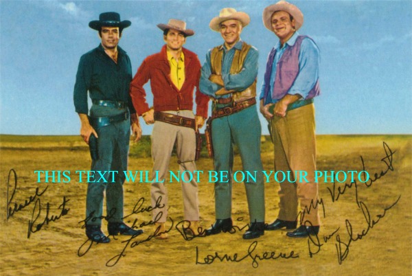 BONANZA 4 CAST AUTOGRAPHED PHOTO, BONANZA 4 CAST SIGNED PICTURE