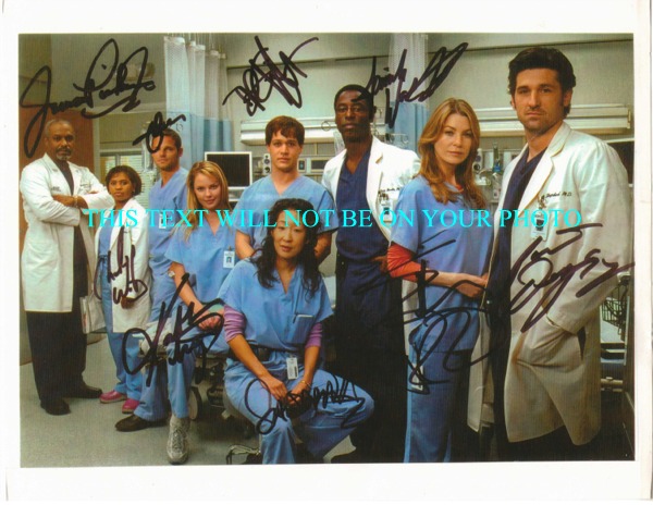 GREYS ANATOMY CAST2 SIGNED PHOTO, GREYS ANATOMY CAST AUTOGRAPHED, GREYS ANATOMY AUTOS