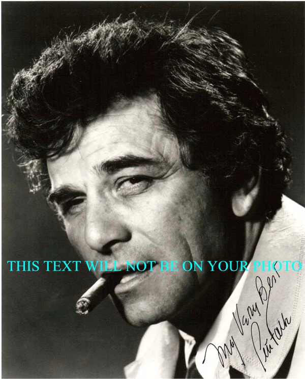 PETER FALK COLUMBO AUTOGRAPHED PHOTO, PETER FAULK COLUMBO SIGNED PICTURE