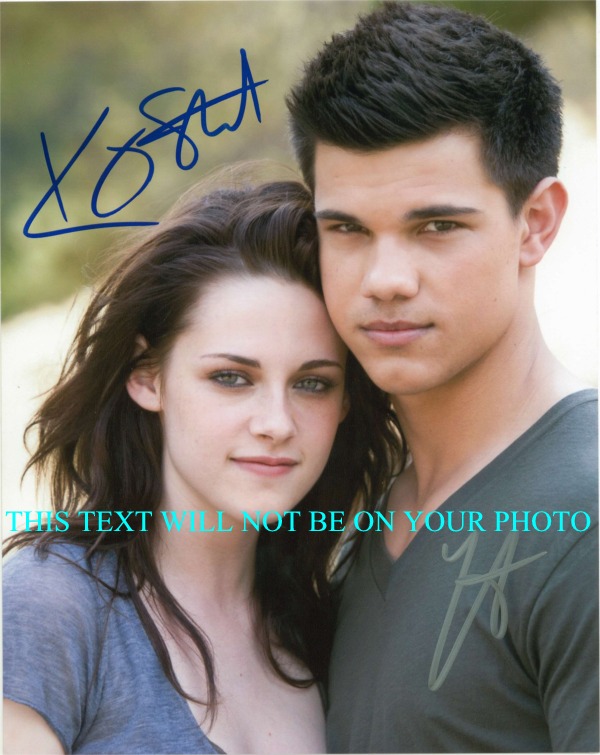 TWILIGHT CAST KRISTEN STEWART TAYLOR LAUTNER AUTOGRAPHED PHOTO, TWILIGHT CAST SIGNED PHOTO
