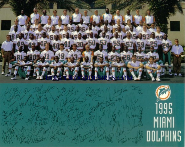 1995 MIAMI DOLPHINS TEAM SIGNED AUTOGRAPH PHOTO PROMO