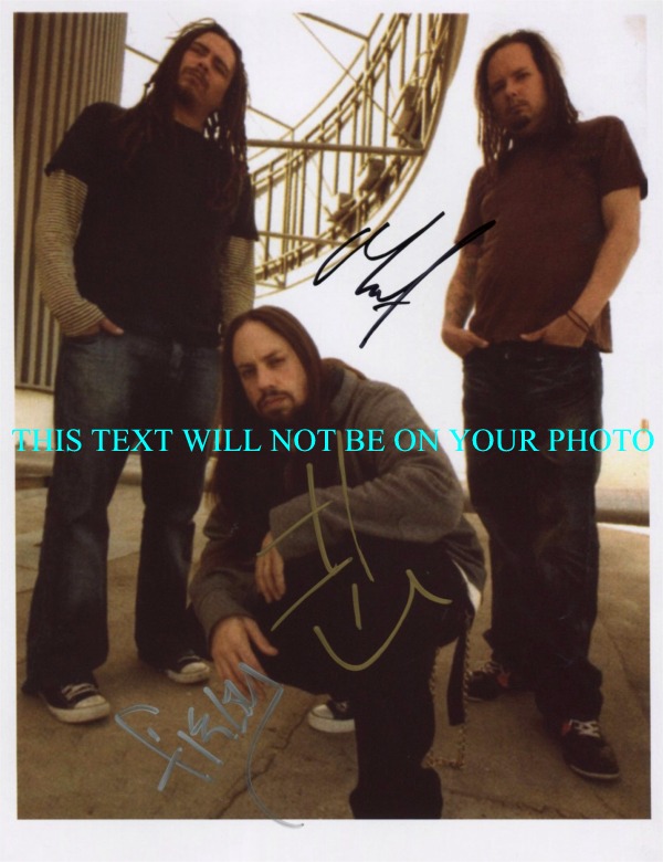 KORN AUTOGRAPHED PHOTO, KORN SIGNED, KORNED AUTOS