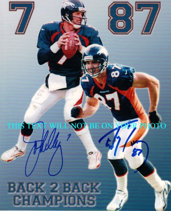 JOHN ELWAY AND ED MCCAFFREY SIGNED PHOTO, JOHN ELWAY ED MCCAFFREY AUTOGRAPHED PHOTO