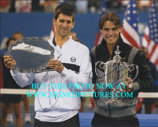 NOVAK DJOKOVIC AND RAFAEL NADAL AUTOGRAPHED PHOTO, NOVAK DJOKOVIC RAFAEL NADAL SIGNED PICTURE