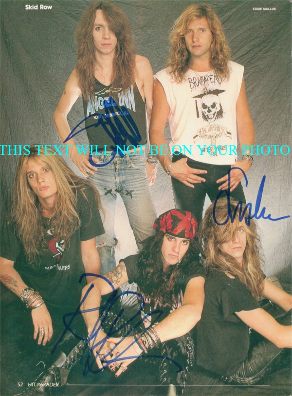 SKID ROW SEBASTIAN BACH AUTOGRAPHED PHOTO, SKID ROW SIGNED PHOTO, SKID ROW AUTOS