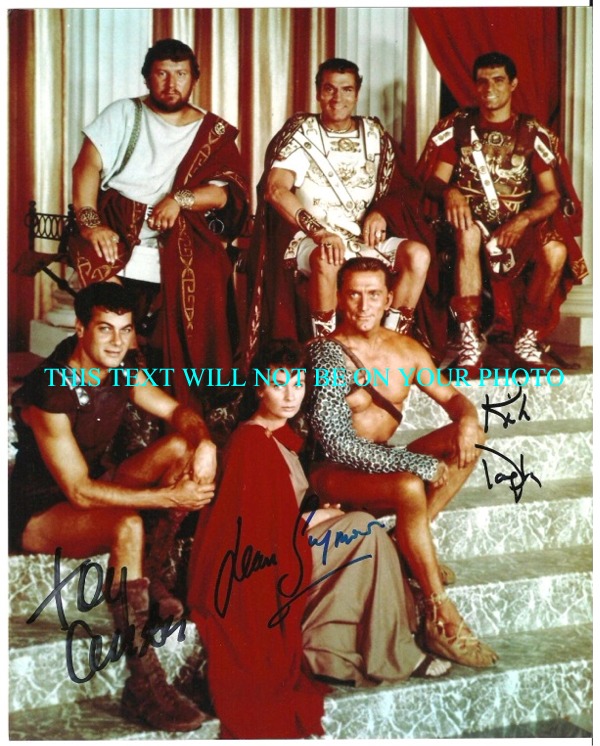 SPARTACUS CAST AUTOGRAPHED KURT DOUGLAS TONY CURTIS JANE SIMMONS PHOTO, SPARTICUS SIGNED PICTURE