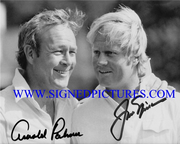 JACK NICKAUS AND ARNOLD PALMER AUTOGRAPHED PHOTO, JACK NICKLAUS ARNOLD PALMER SIGNED PICTURE,